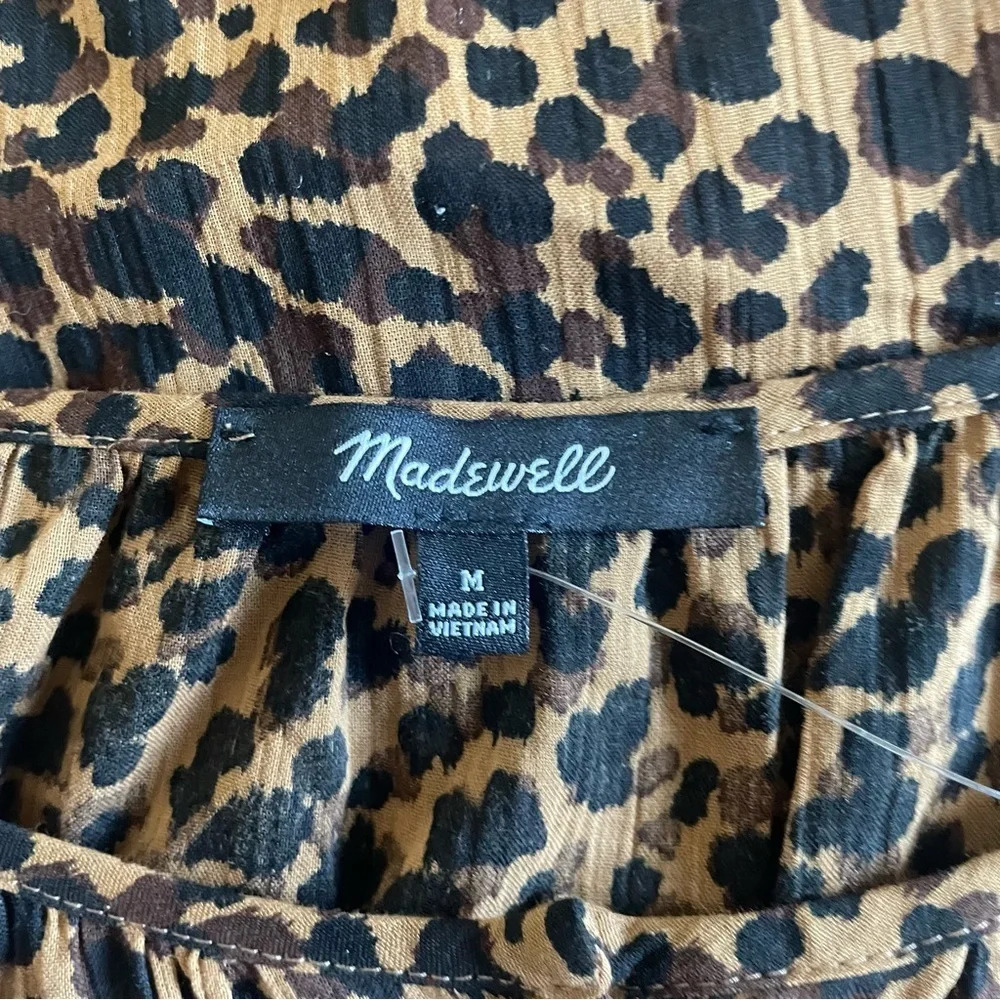 Madewell Balloon-Sleeve Button-Up Top Leopard 30922 - Picture 4 of 9
